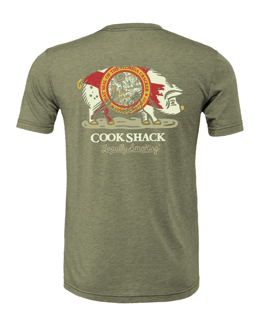 COOK SHACK STATE PIG SHIRT S/S - HEATHER OLIVE