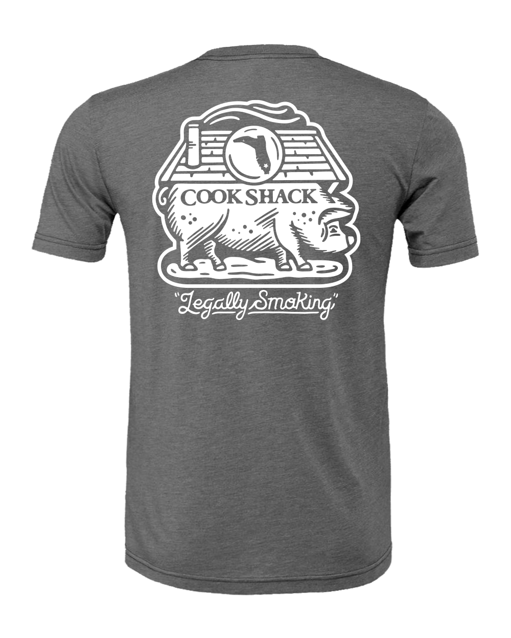 COOK SHACK PIG V-NECK SHIRT - DEEP HEATHER