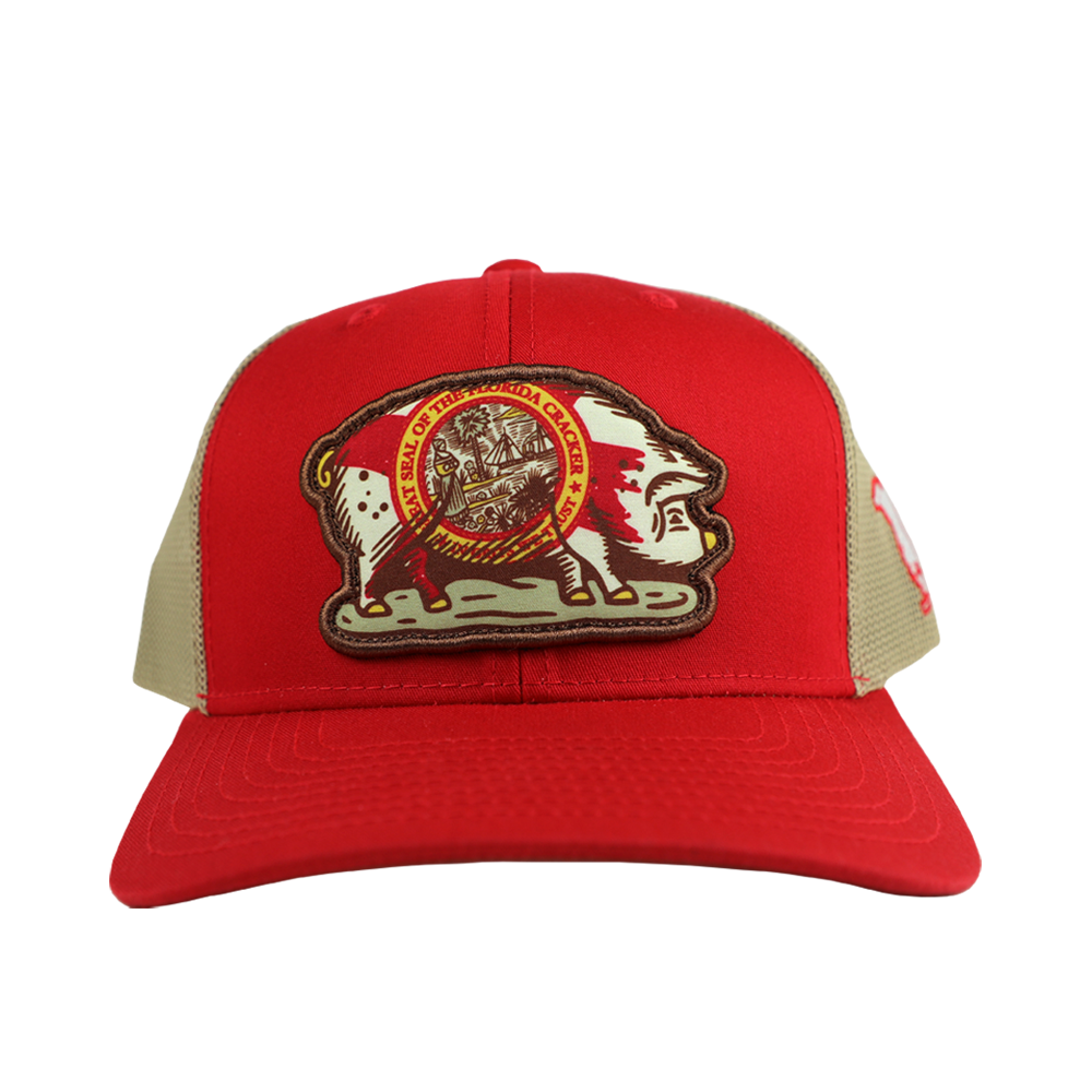 COOK SHACK HAT - STATE FLAG PIG RED/TAN