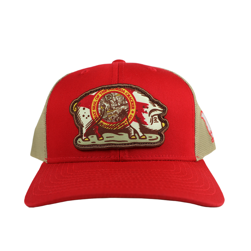 COOK SHACK HAT - STATE FLAG PIG RED/TAN