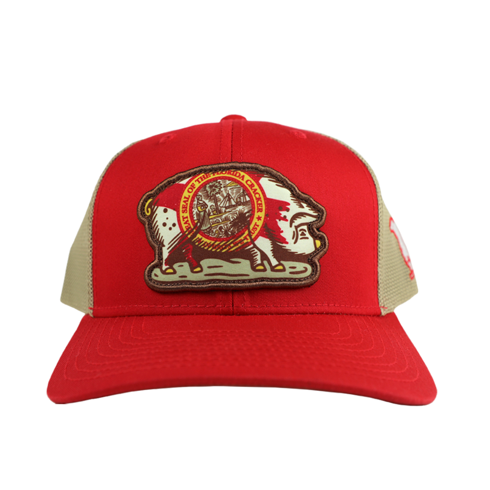 COOK SHACK HAT - STATE FLAG PIG RED/TAN