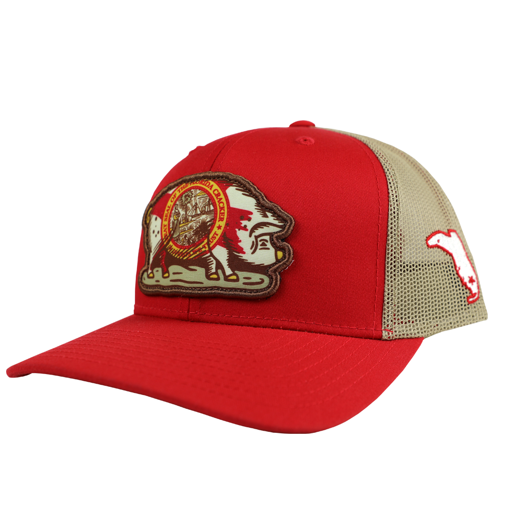 COOK SHACK HAT - STATE FLAG PIG RED/TAN