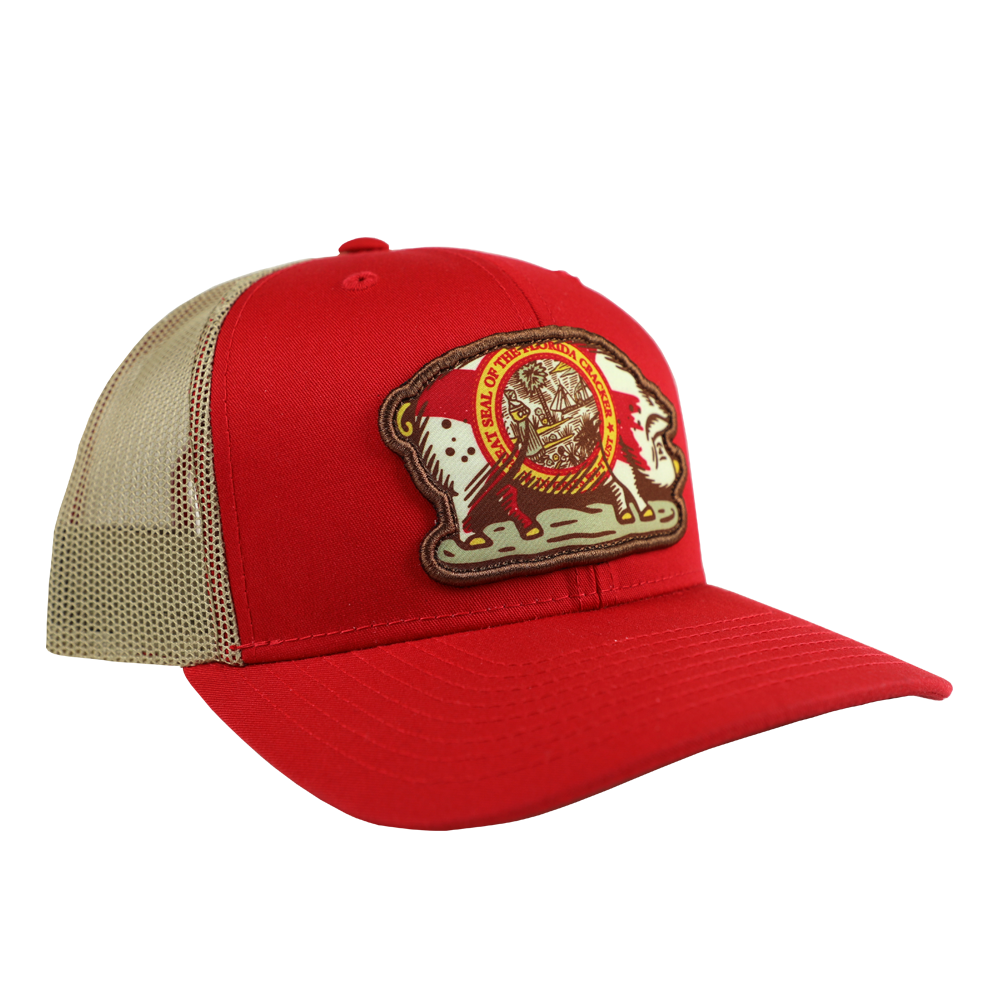COOK SHACK HAT - STATE FLAG PIG RED/TAN