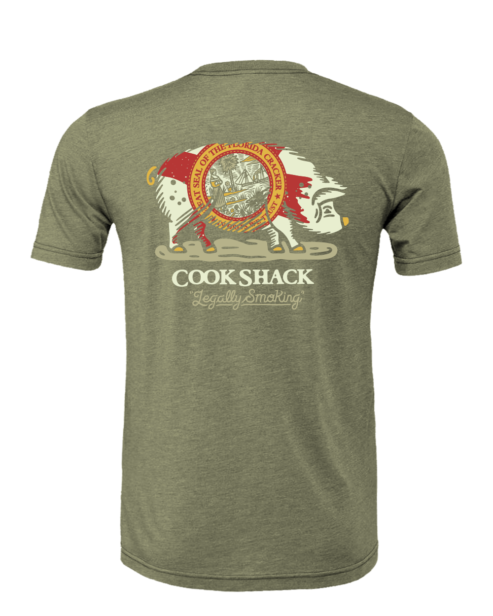 COOK SHACK STATE PIG SHIRT S/S - HEATHER OLIVE