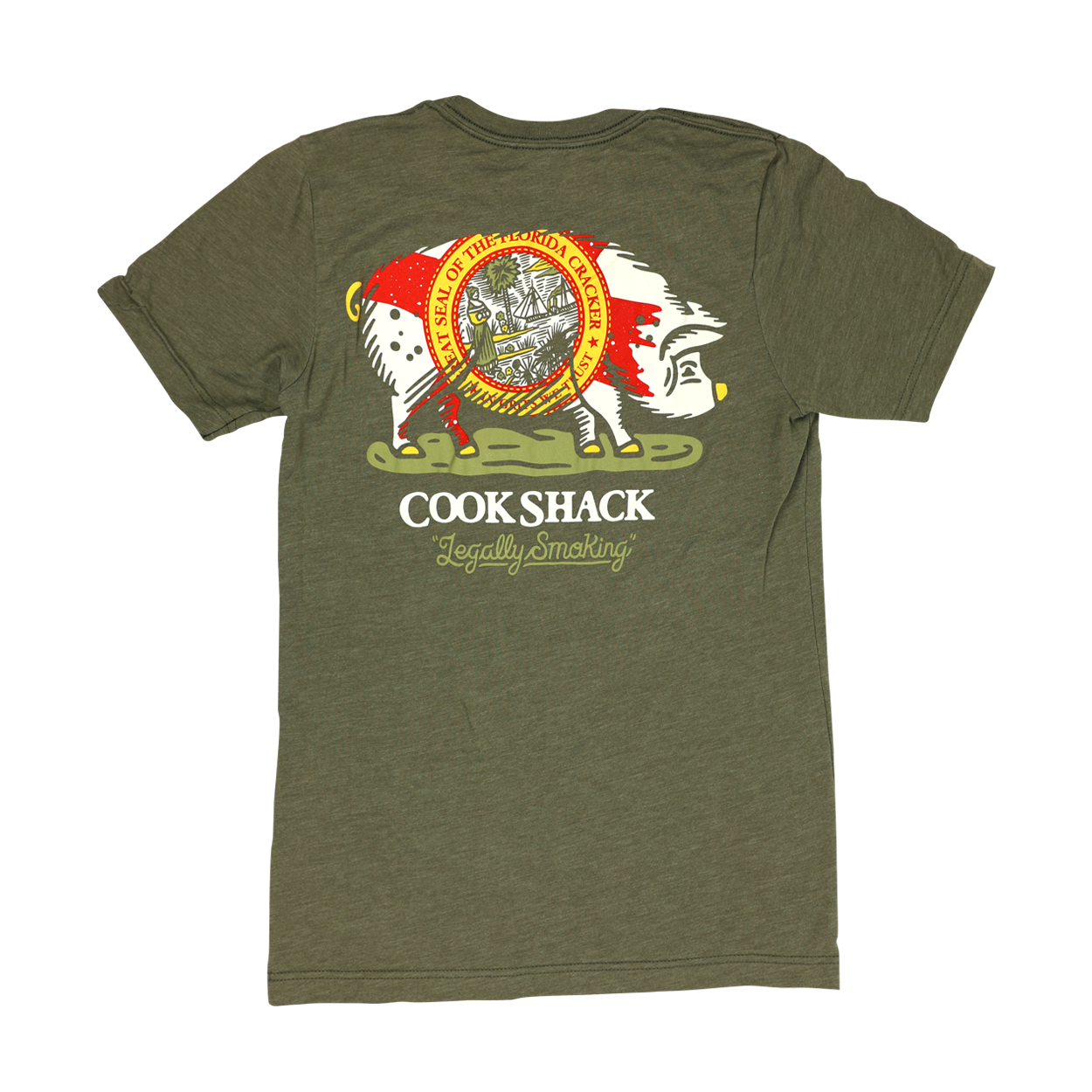 COOK SHACK STATE PIG SHIRT S/S - HEATHER OLIVE
